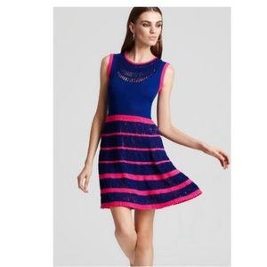 NANETTE LEPORE Class Flirt Blue Pink Knit Dress Size Large